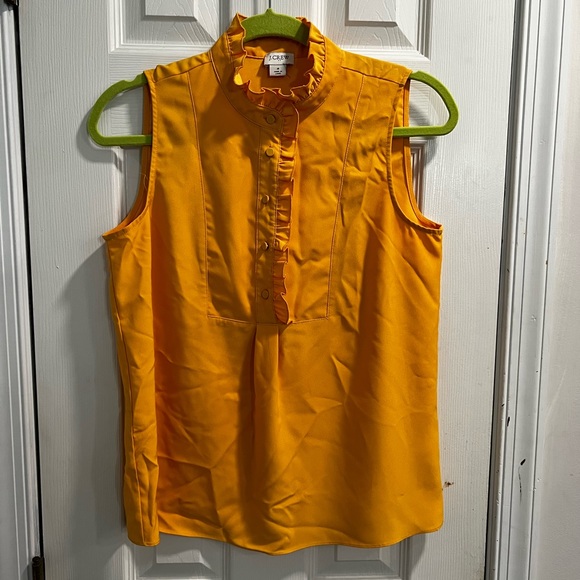 JCrew Women’s Sleeve less Ruffle Top Yellow Size 4 - Picture 1 of 3